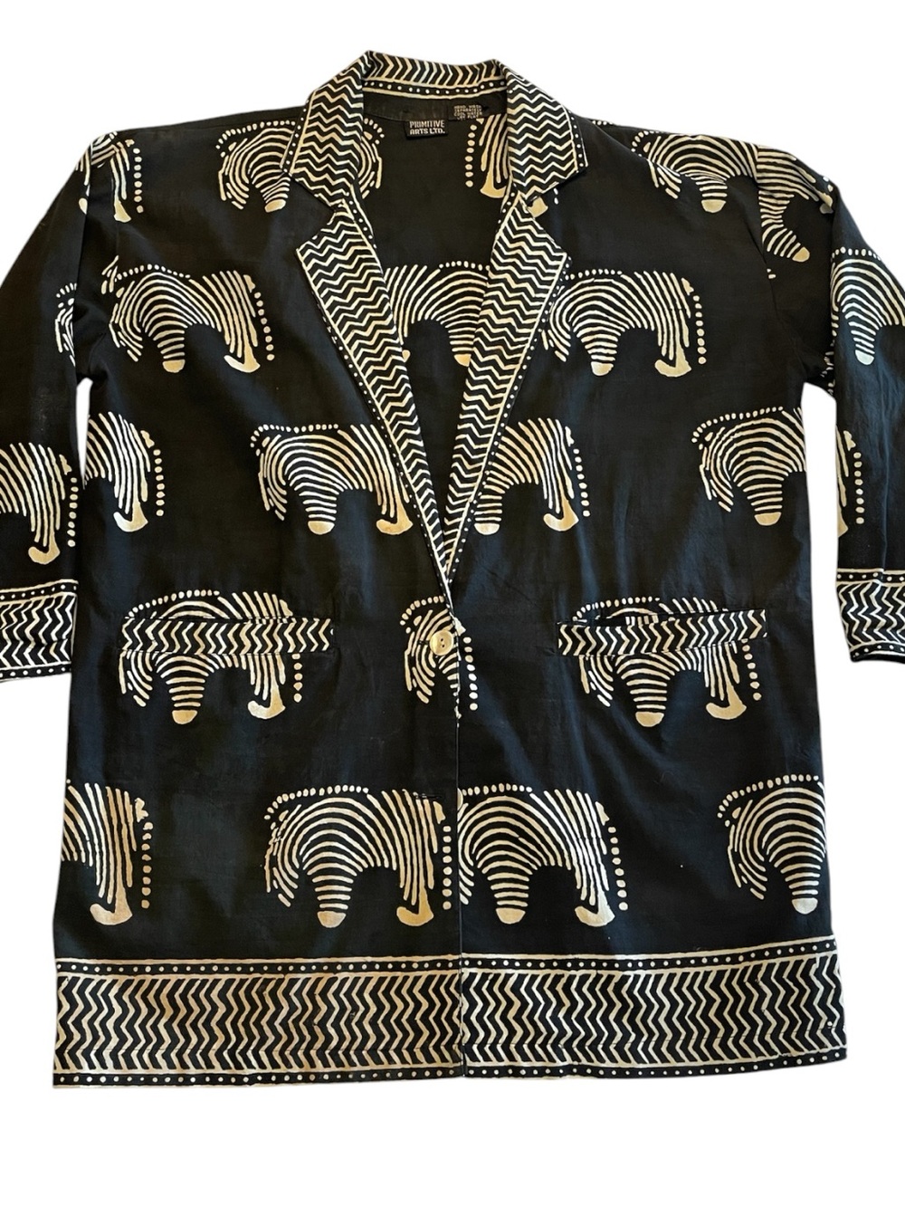 Vintage 80s/90s Sam Hilu Primitive Arts Oversized Mudcloth Cotton Blazer